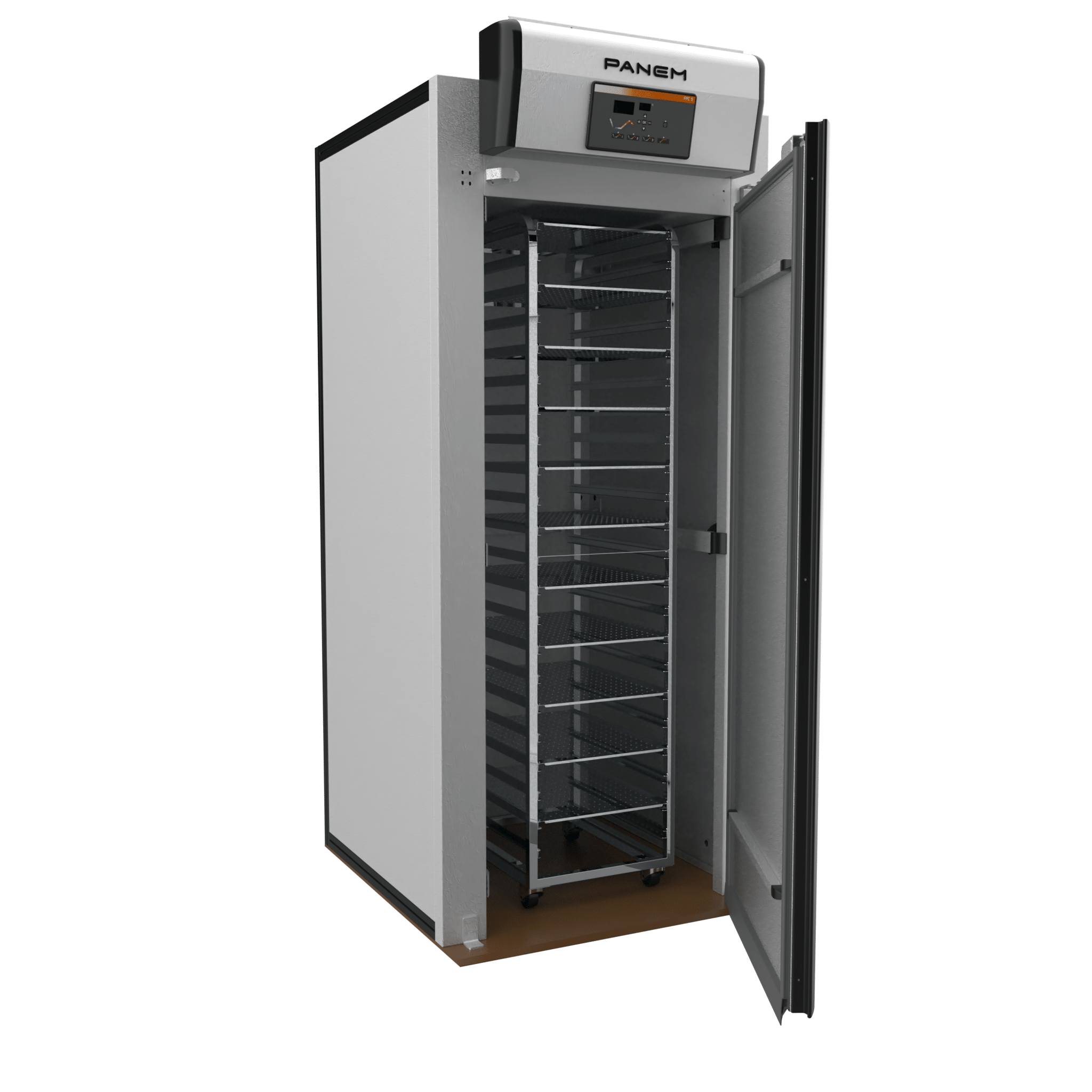 Roll-in rack retarder prover cell for frozen dough