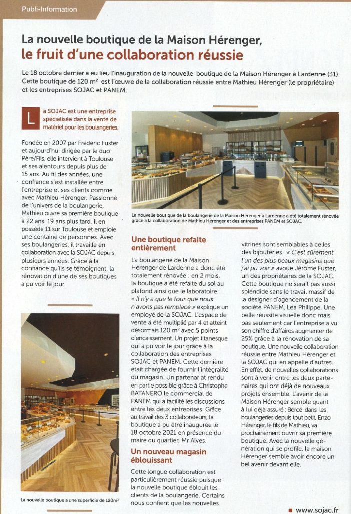 The bakery La Maison Hérenger in the TOQUE Magazine